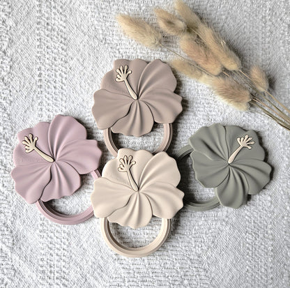 Siliconen Bijtring Hibiscus - Beige