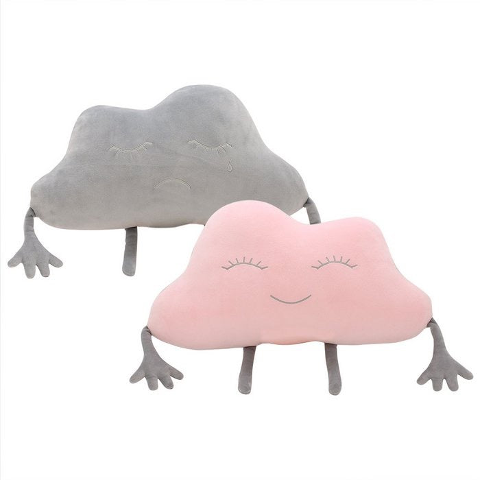 Emotie Wolk Knuffel – Roze/Grijs - Droomkussen - Droomwolk