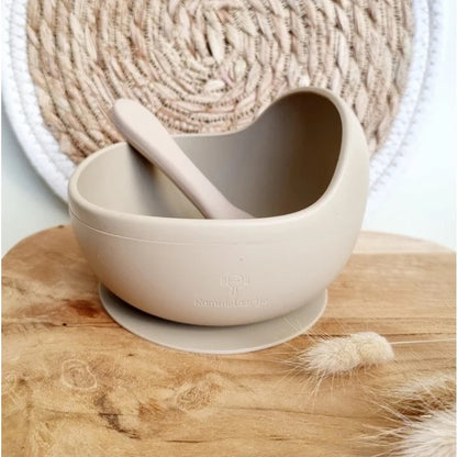 Siliconen Kom en Lepel - Zand - Beige