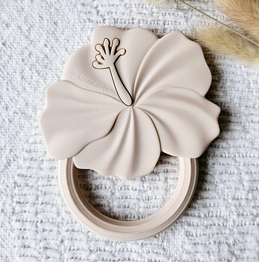 Siliconen Bijtring Hibiscus - Beige